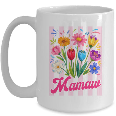 Striped Mamaw Wildflowers Coquette Bow Floral Mothers Day Mug | teecentury