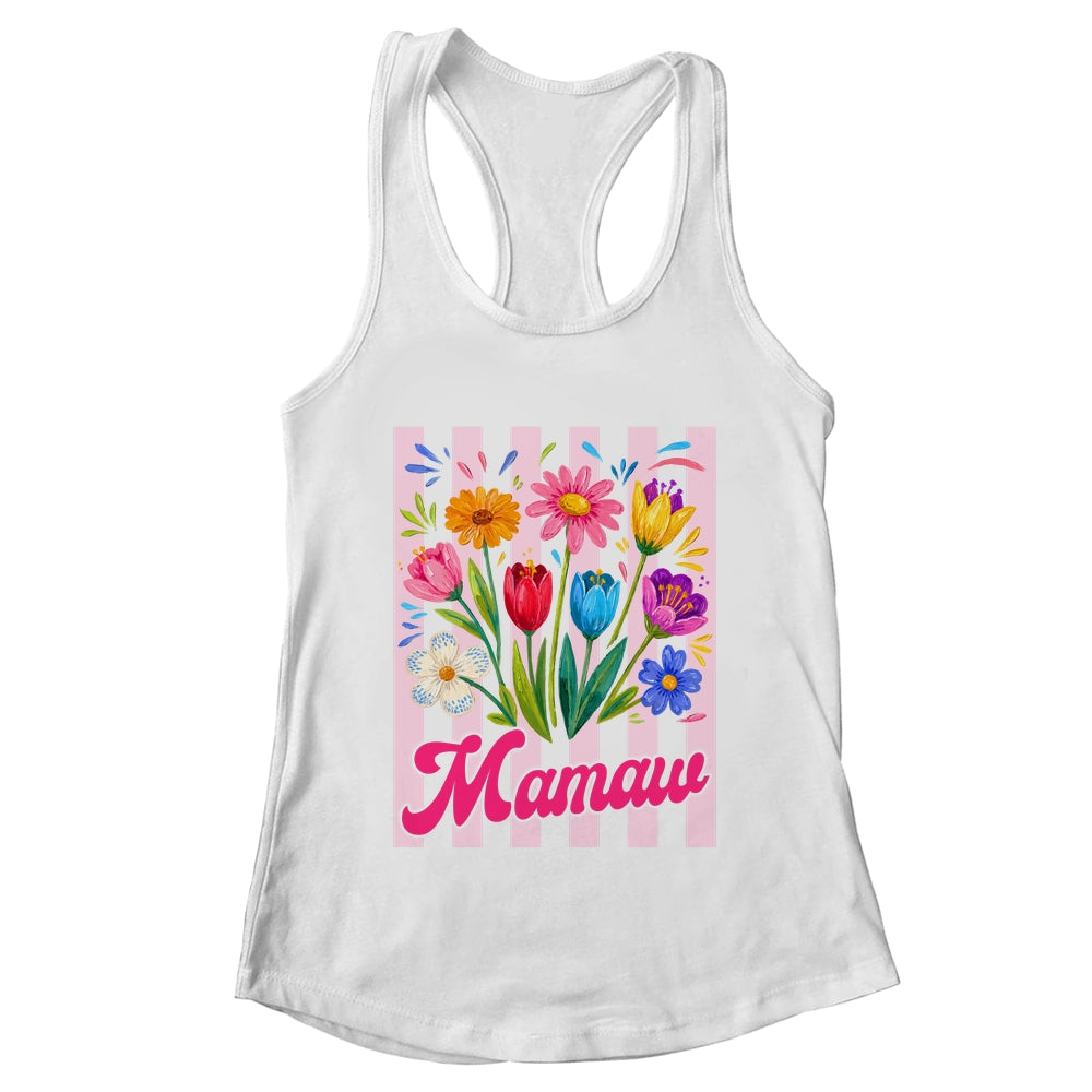 Striped Mamaw Wildflowers Coquette Bow Floral Mothers Day Shirt & Tank Top | teecentury