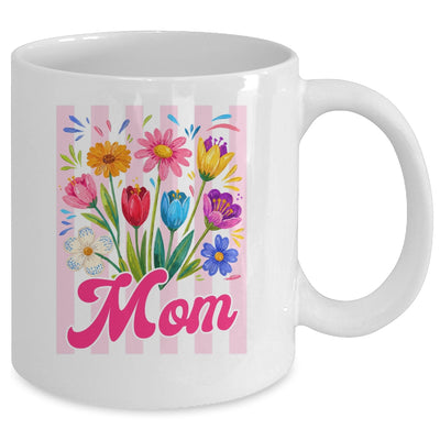 Striped Mom Wildflowers Coquette Bow Floral Mothers Day Mug | teecentury