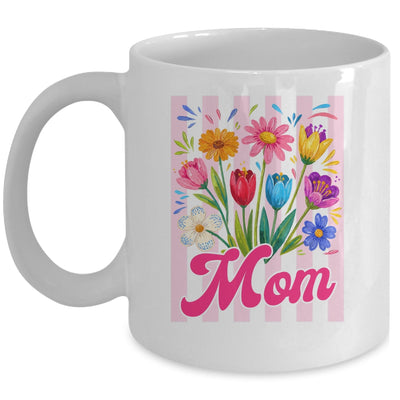 Striped Mom Wildflowers Coquette Bow Floral Mothers Day Mug | teecentury