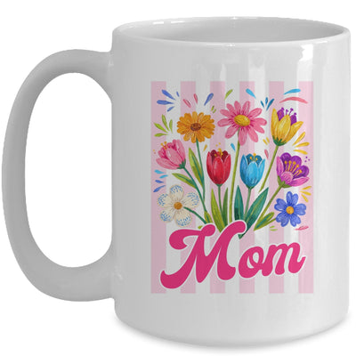 Striped Mom Wildflowers Coquette Bow Floral Mothers Day Mug | teecentury
