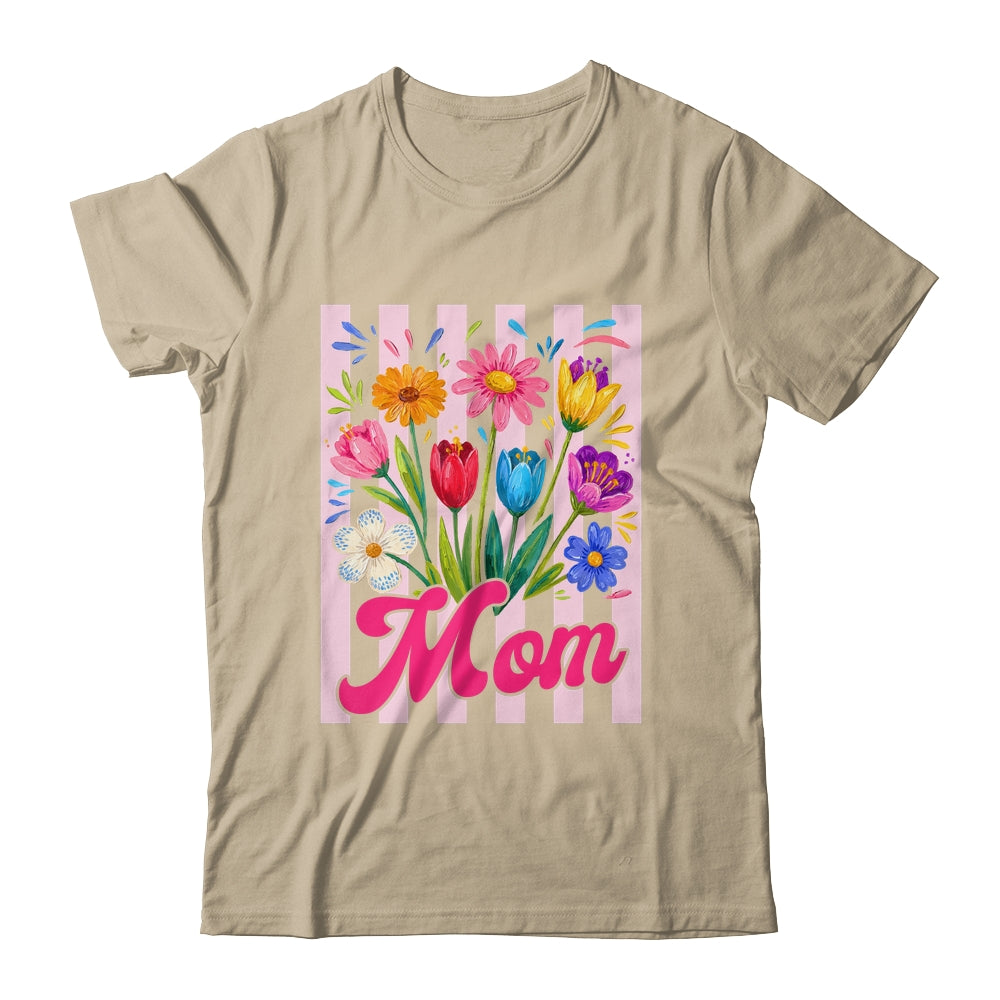Striped Mom Wildflowers Coquette Bow Floral Mothers Day Shirt & Tank Top | teecentury