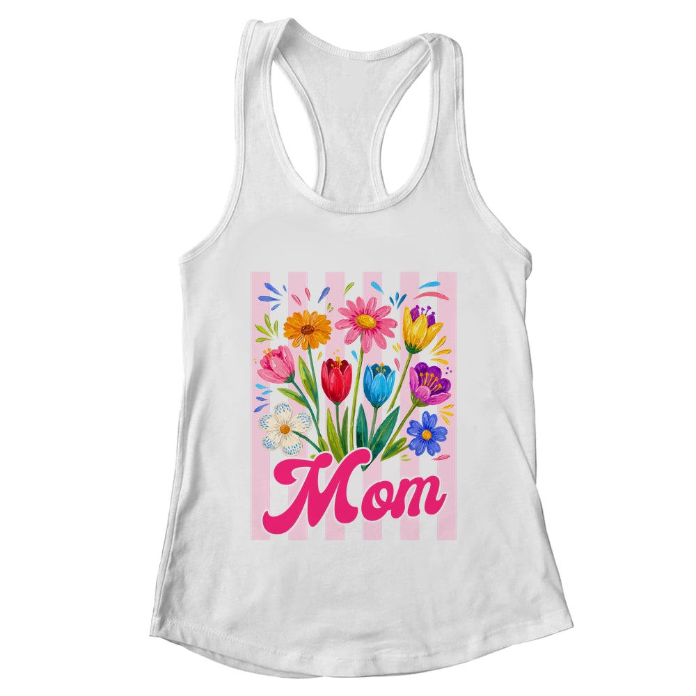 Striped Mom Wildflowers Coquette Bow Floral Mothers Day Shirt & Tank Top | teecentury