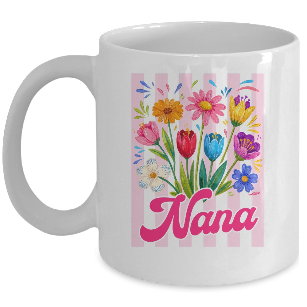 Striped Nana Wildflowers Coquette Bow Floral Mothers Day Mug | teecentury