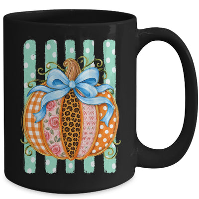 Striped Preppy Fall Autumn Pumpkin Floral Coquette Bow Women Mug | teecentury