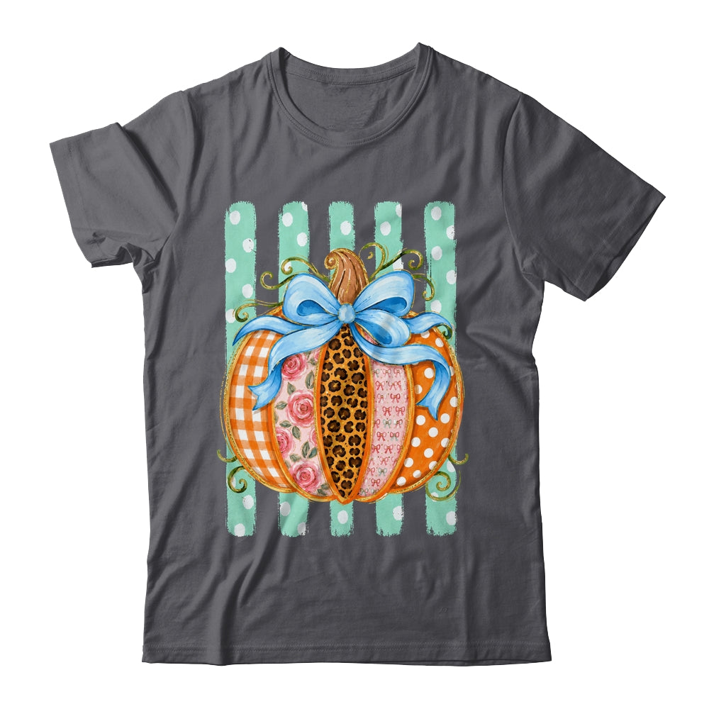 Striped Preppy Fall Autumn Pumpkin Floral Coquette Bow Women Shirt & Sweatshirt | teecentury