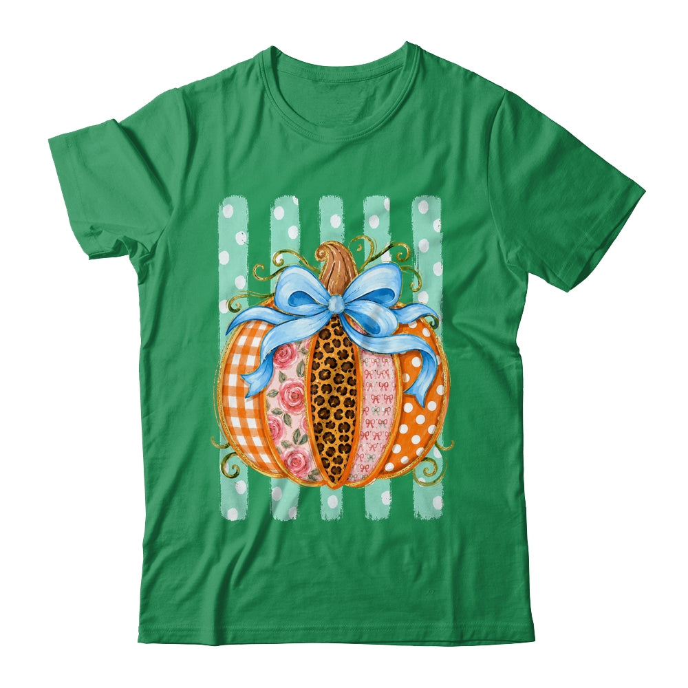 Striped Preppy Fall Autumn Pumpkin Floral Coquette Bow Women Shirt & Sweatshirt | teecentury