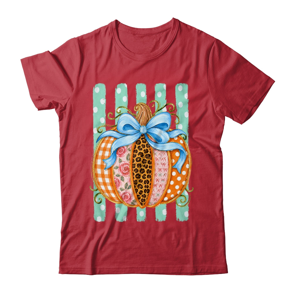 Striped Preppy Fall Autumn Pumpkin Floral Coquette Bow Women Shirt & Sweatshirt | teecentury