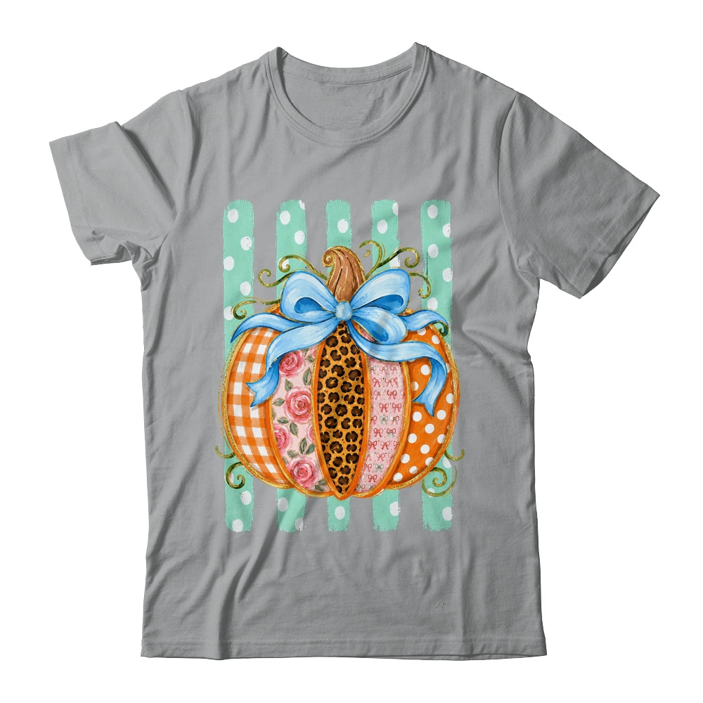 Striped Preppy Fall Autumn Pumpkin Floral Coquette Bow Women Shirt & Sweatshirt | teecentury