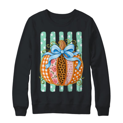 Striped Preppy Fall Autumn Pumpkin Floral Coquette Bow Women Shirt & Sweatshirt | teecentury