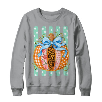 Striped Preppy Fall Autumn Pumpkin Floral Coquette Bow Women Shirt & Sweatshirt | teecentury