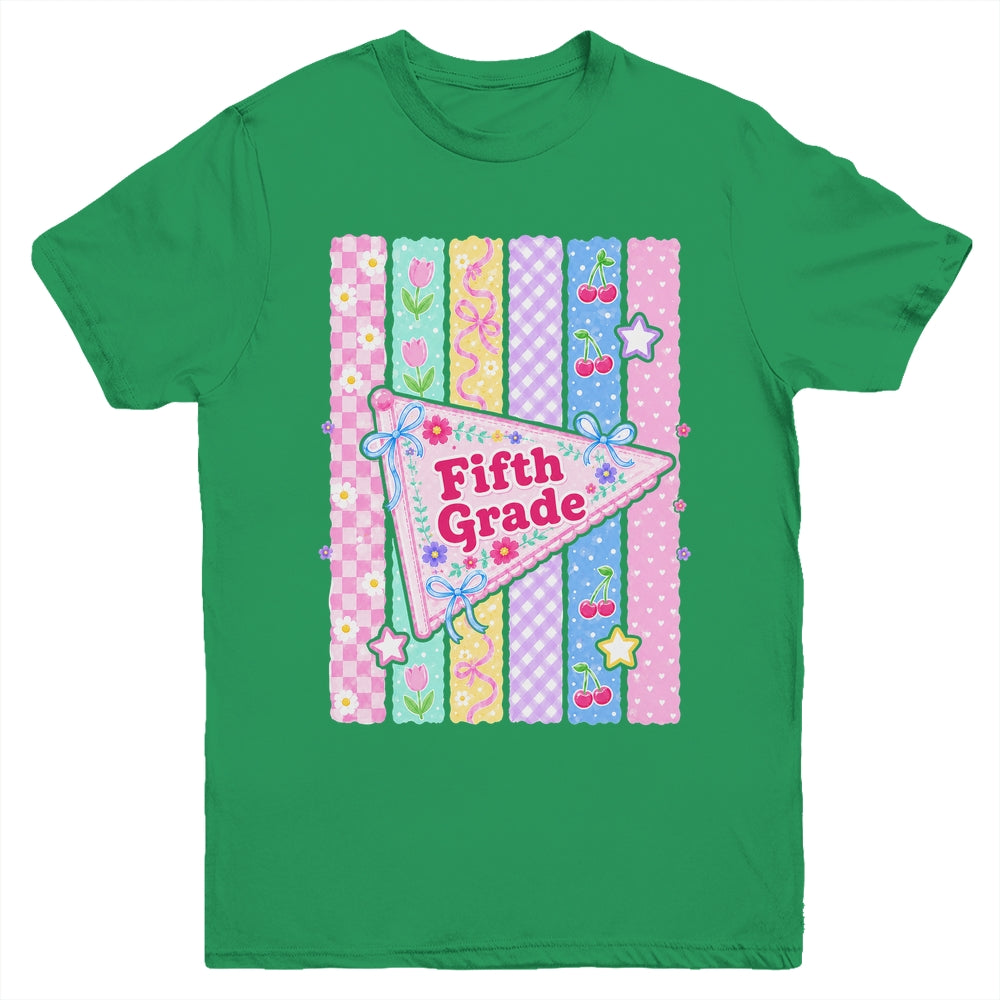 Striped Preppy Fifth Grade Back To School Teacher Girl Kids Youth Shirt | teecentury