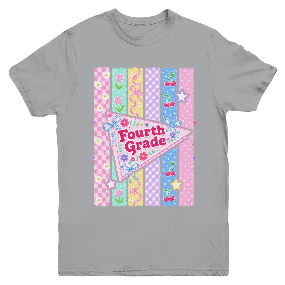 Striped Preppy Fourth Grade Back To School Teacher Girl Kids Youth Shirt | teecentury