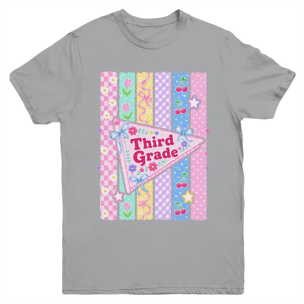 Striped Preppy Third Grade Back To School Teacher Girl Kids Youth Shirt | teecentury