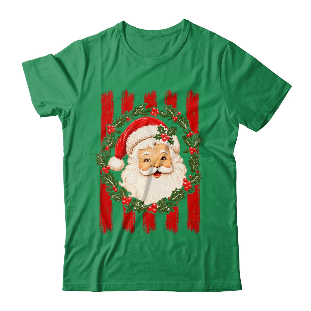 Striped Santa Retro Funny Merry Christmas Vintage Women Girl Shirt & Sweatshirt | teecentury