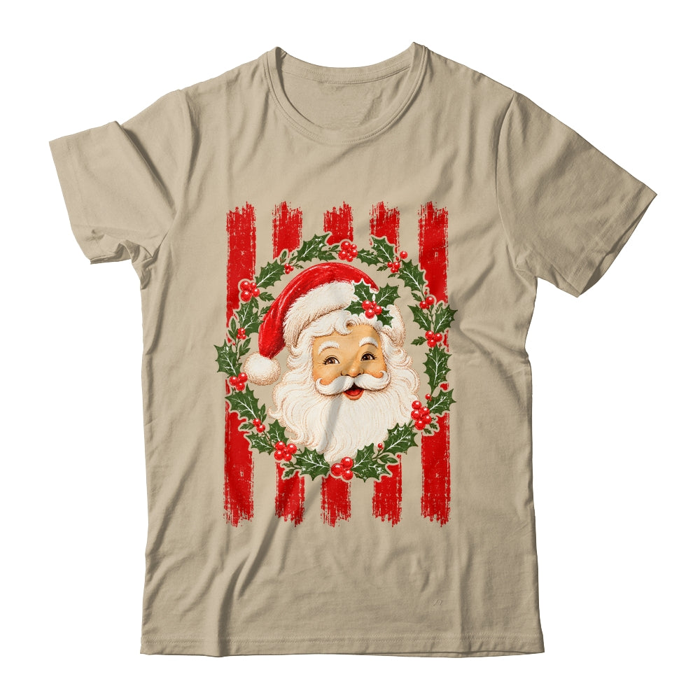 Striped Santa Retro Funny Merry Christmas Vintage Women Girl Shirt & Sweatshirt | teecentury