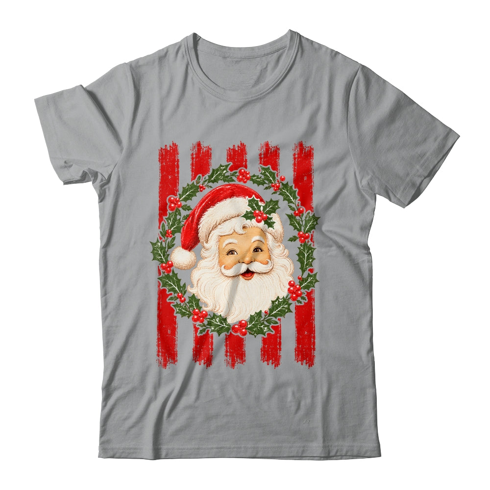 Striped Santa Retro Funny Merry Christmas Vintage Women Girl Shirt & Sweatshirt | teecentury