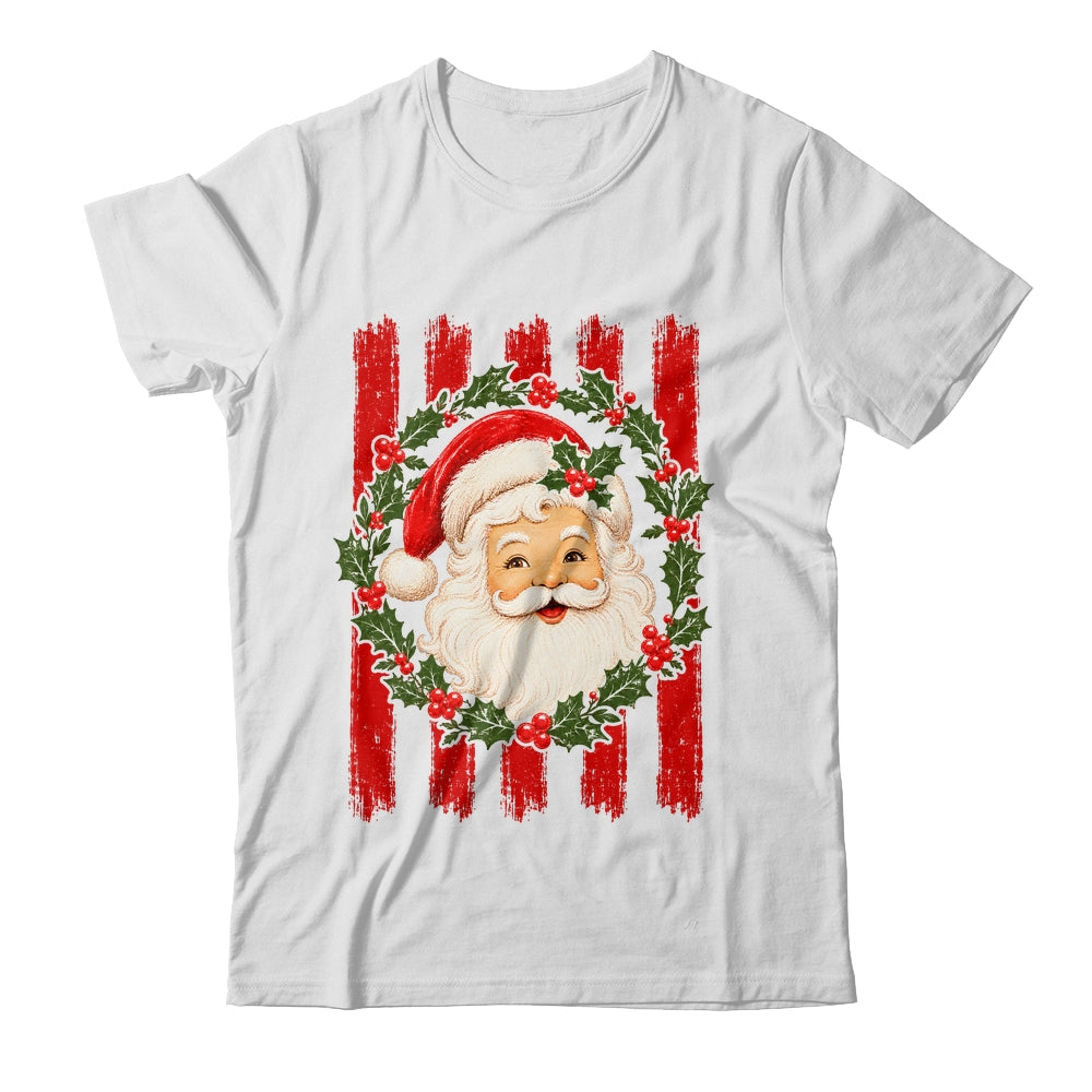 Striped Santa Retro Funny Merry Christmas Vintage Women Girl Shirt & Sweatshirt | teecentury