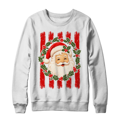 Striped Santa Retro Funny Merry Christmas Vintage Women Girl Shirt & Sweatshirt | teecentury