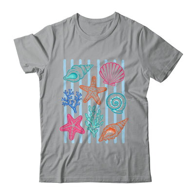 Striped Seashell Starfish Coastal Beach Summer Ocean Women Shirt & Tank Top | teecentury