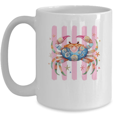 Striped Summer Crab Girly Women Pink Preppy Beach Vacation Mug | teecentury