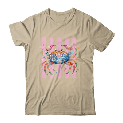 Striped Summer Crab Girly Women Pink Preppy Beach Vacation Shirt & Tank Top | teecentury