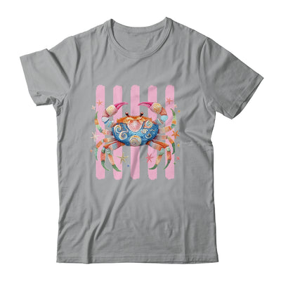 Striped Summer Crab Girly Women Pink Preppy Beach Vacation Shirt & Tank Top | teecentury