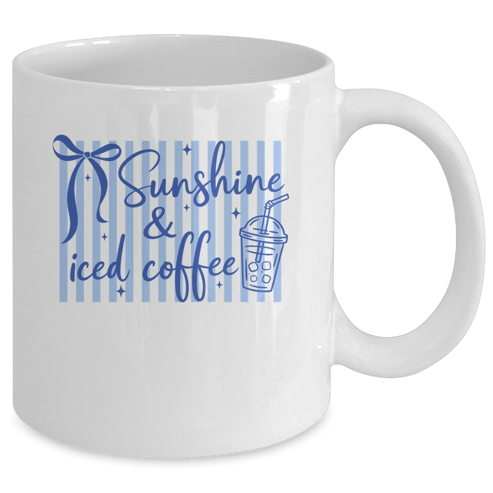 Striped Sunshine And Iced Coffee Coquette Summer Vacation Mug | teecentury
