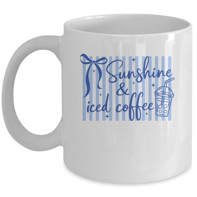 Striped Sunshine And Iced Coffee Coquette Summer Vacation Mug | teecentury