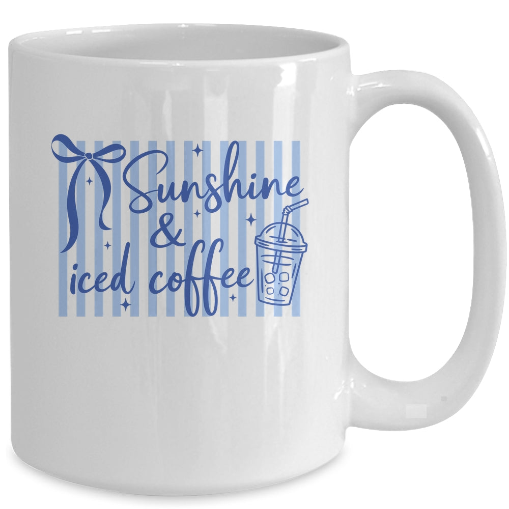 Striped Sunshine And Iced Coffee Coquette Summer Vacation Mug | teecentury