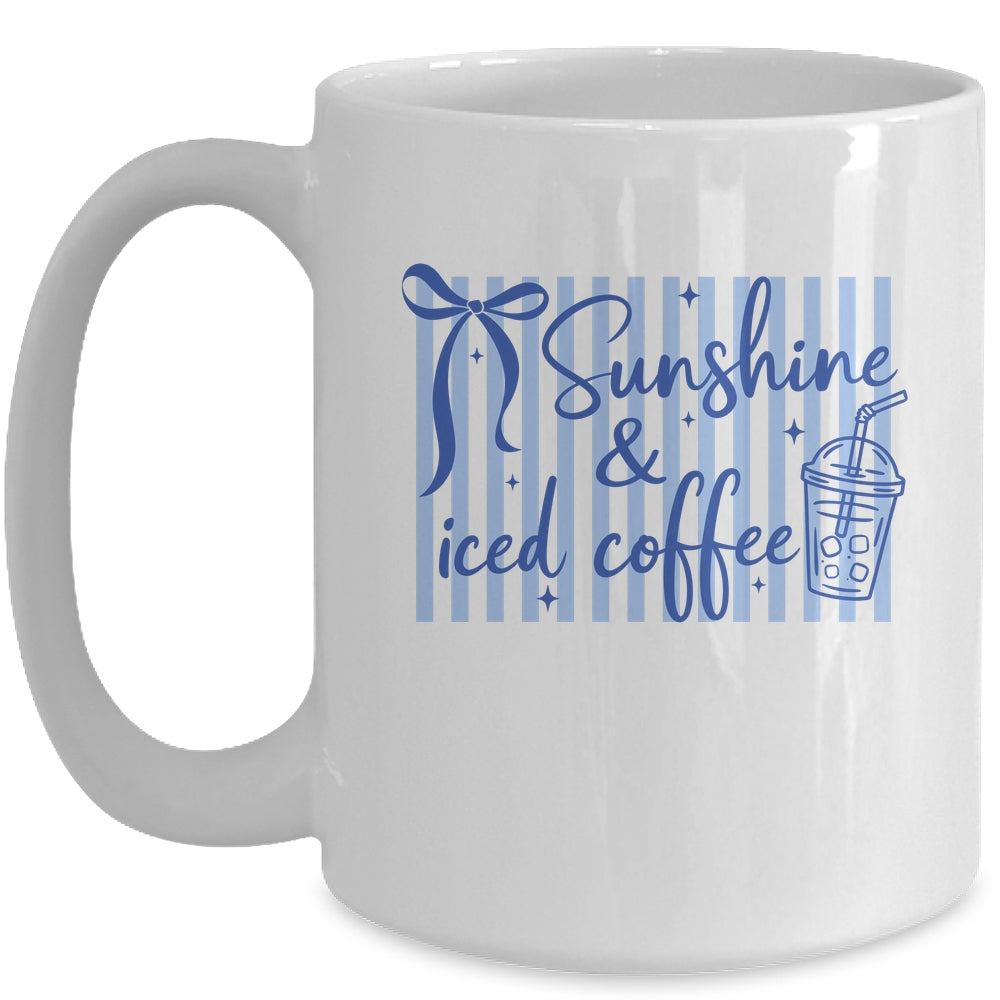 Striped Sunshine And Iced Coffee Coquette Summer Vacation Mug | teecentury