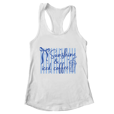 Striped Sunshine And Iced Coffee Coquette Summer Vacation Shirt & Tank Top | teecentury