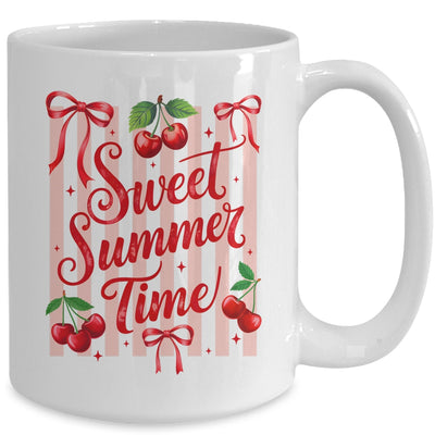 Striped Sweet Summer Time Cherry Coquette Retro Vacation Mug | teecentury