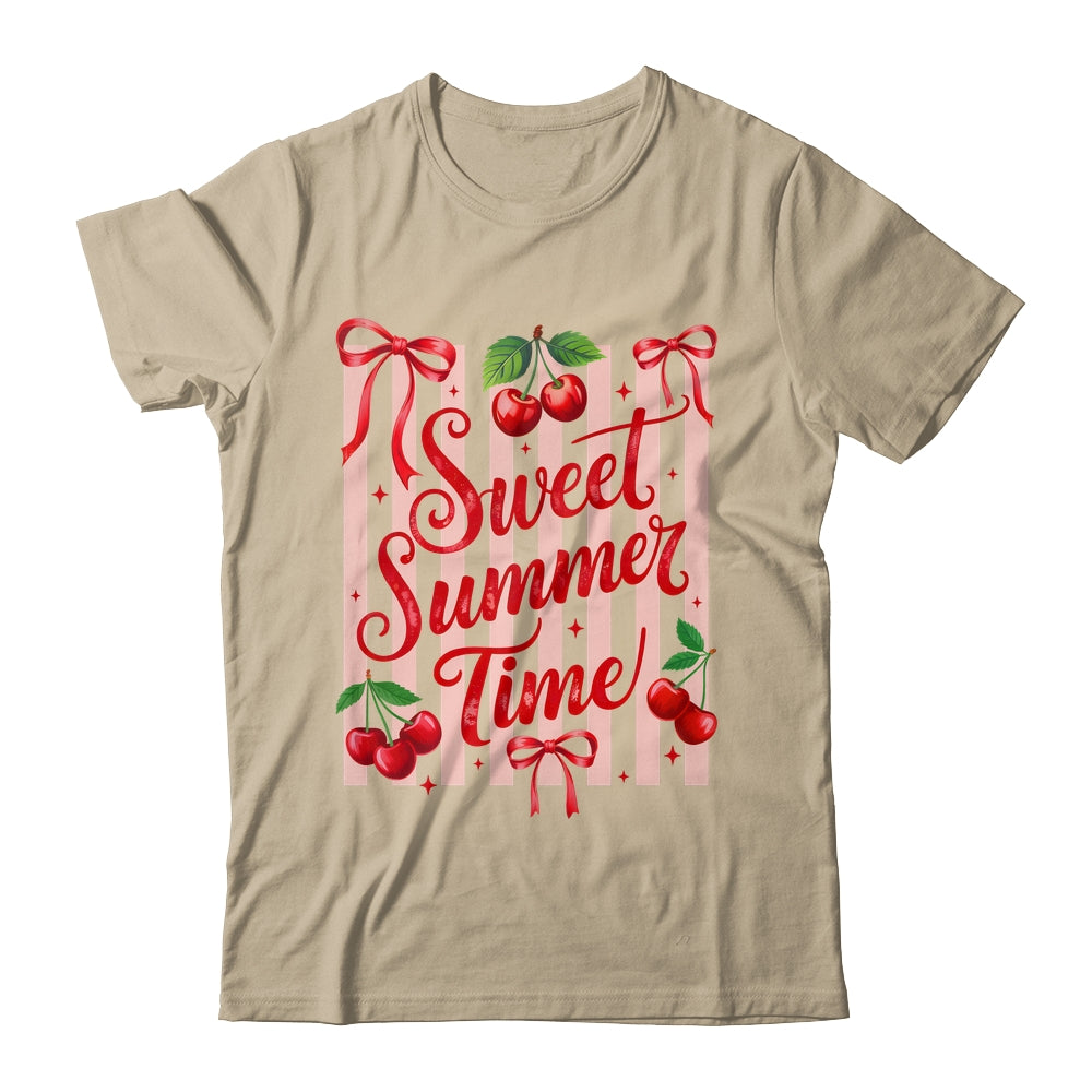 Striped Sweet Summer Time Cherry Coquette Retro Vacation Shirt & Tank Top | teecentury