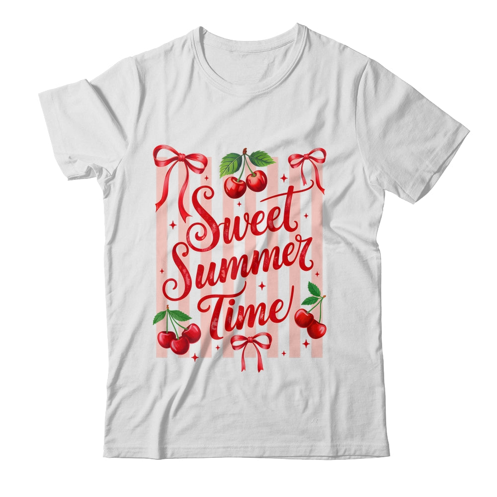 Striped Sweet Summer Time Cherry Coquette Retro Vacation Shirt & Tank Top | teecentury