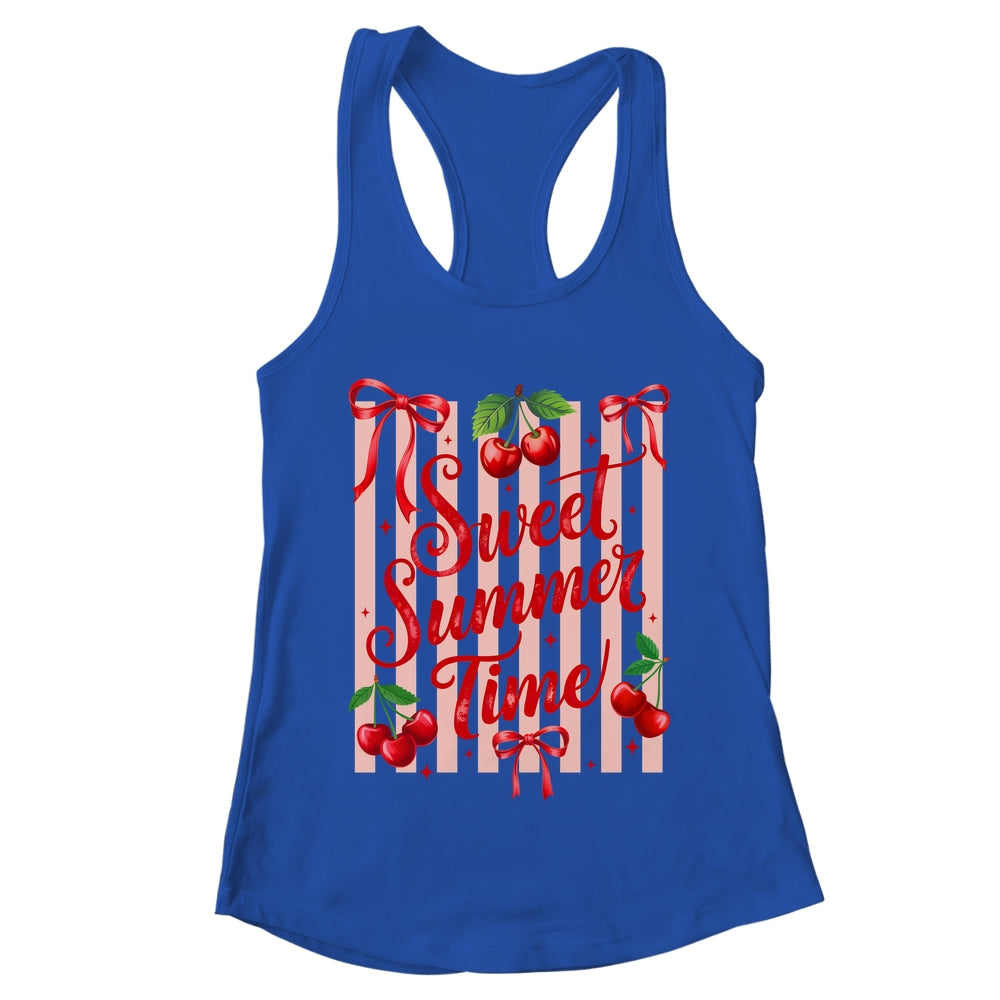 Striped Sweet Summer Time Cherry Coquette Retro Vacation Shirt & Tank Top | teecentury