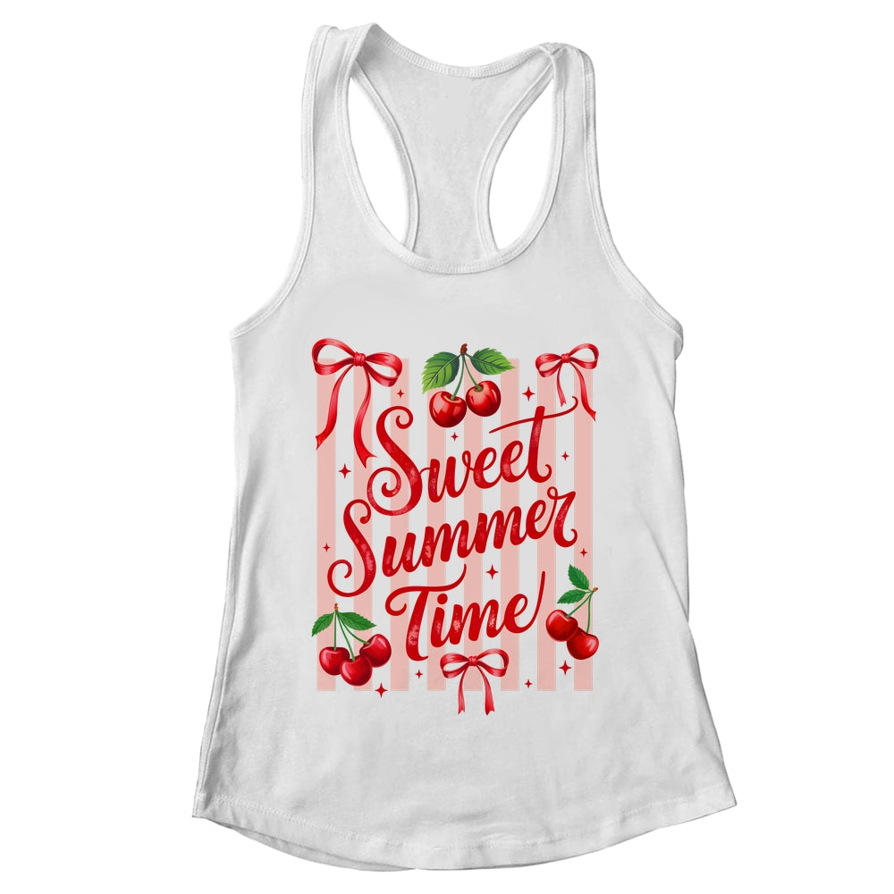 Striped Sweet Summer Time Cherry Coquette Retro Vacation Shirt & Tank Top | teecentury