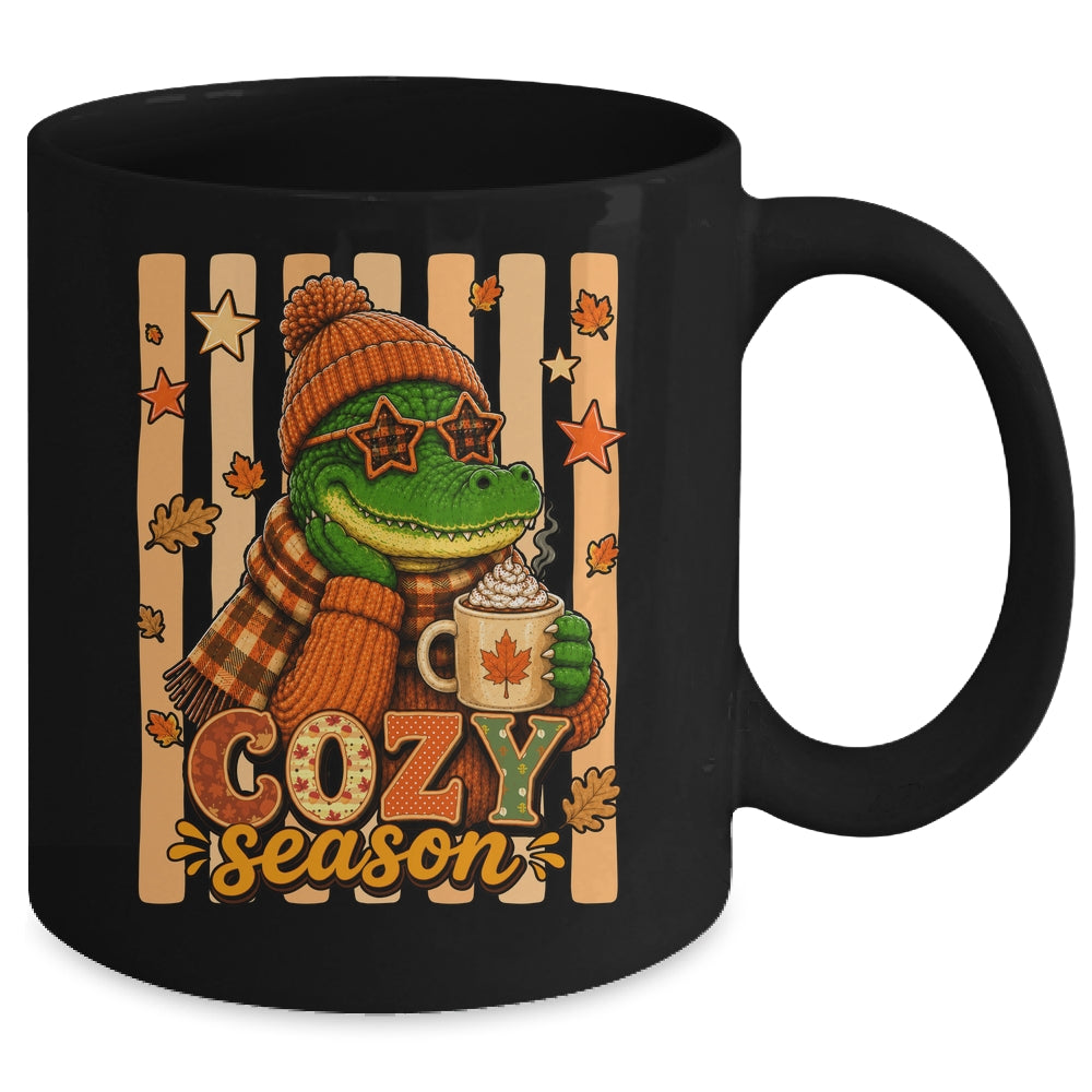 Stripes Cozy Season Alligator Fall Pumpkin Coquette Autumn Mug | teecentury