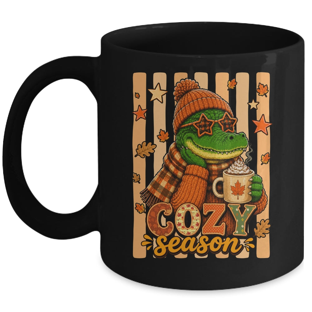 Stripes Cozy Season Alligator Fall Pumpkin Coquette Autumn Mug | teecentury