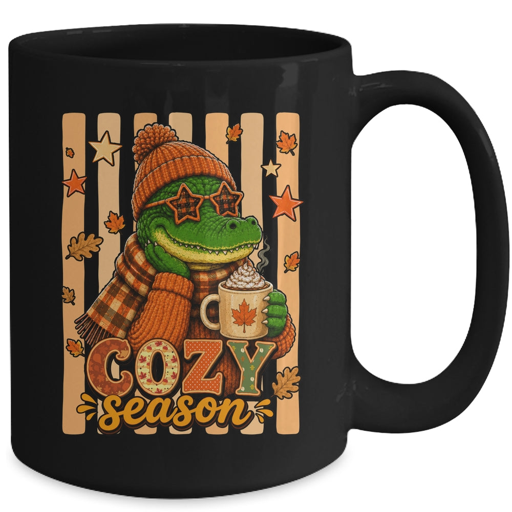 Stripes Cozy Season Alligator Fall Pumpkin Coquette Autumn Mug | teecentury