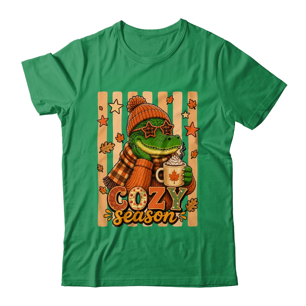 Stripes Cozy Season Alligator Fall Pumpkin Coquette Autumn Shirt & Sweatshirt | teecentury