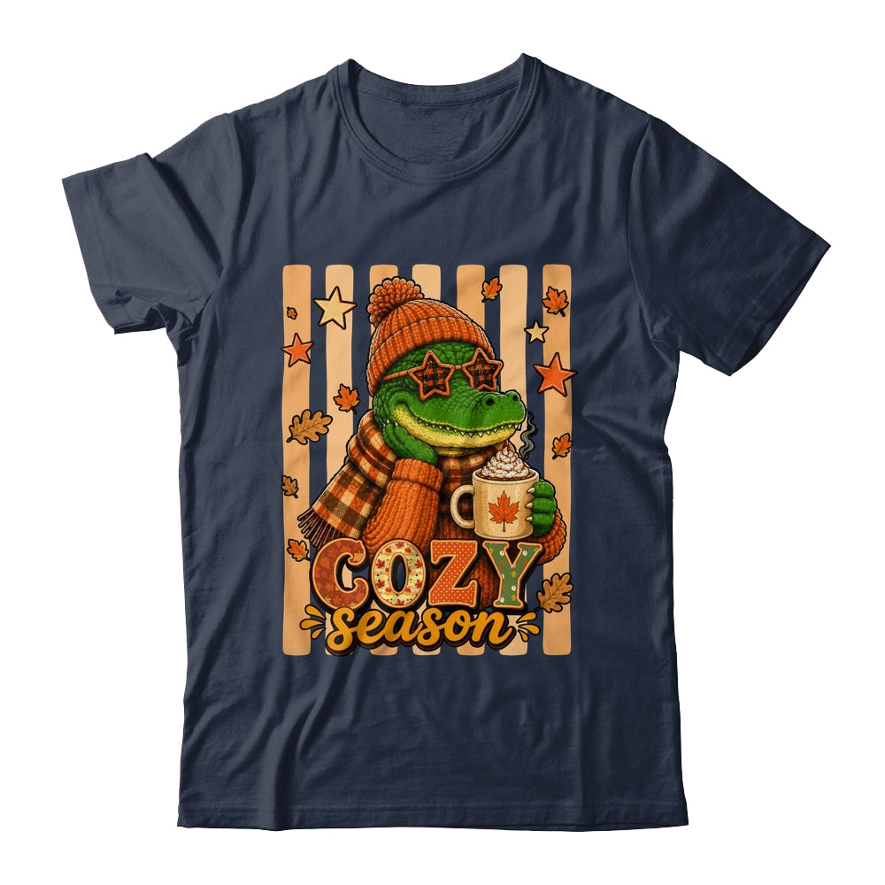 Stripes Cozy Season Alligator Fall Pumpkin Coquette Autumn Shirt & Sweatshirt | teecentury