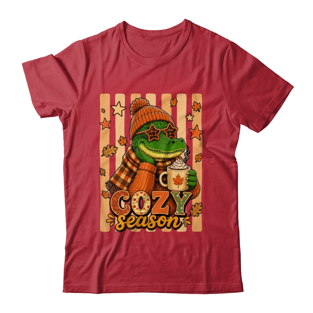 Stripes Cozy Season Alligator Fall Pumpkin Coquette Autumn Shirt & Sweatshirt | teecentury