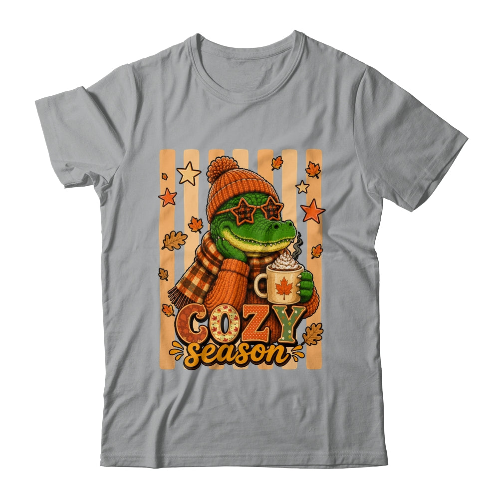 Stripes Cozy Season Alligator Fall Pumpkin Coquette Autumn Shirt & Sweatshirt | teecentury