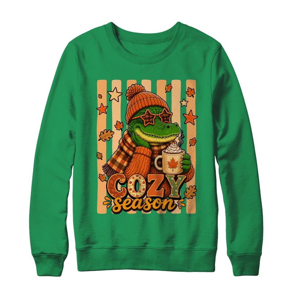 Stripes Cozy Season Alligator Fall Pumpkin Coquette Autumn Shirt & Sweatshirt | teecentury