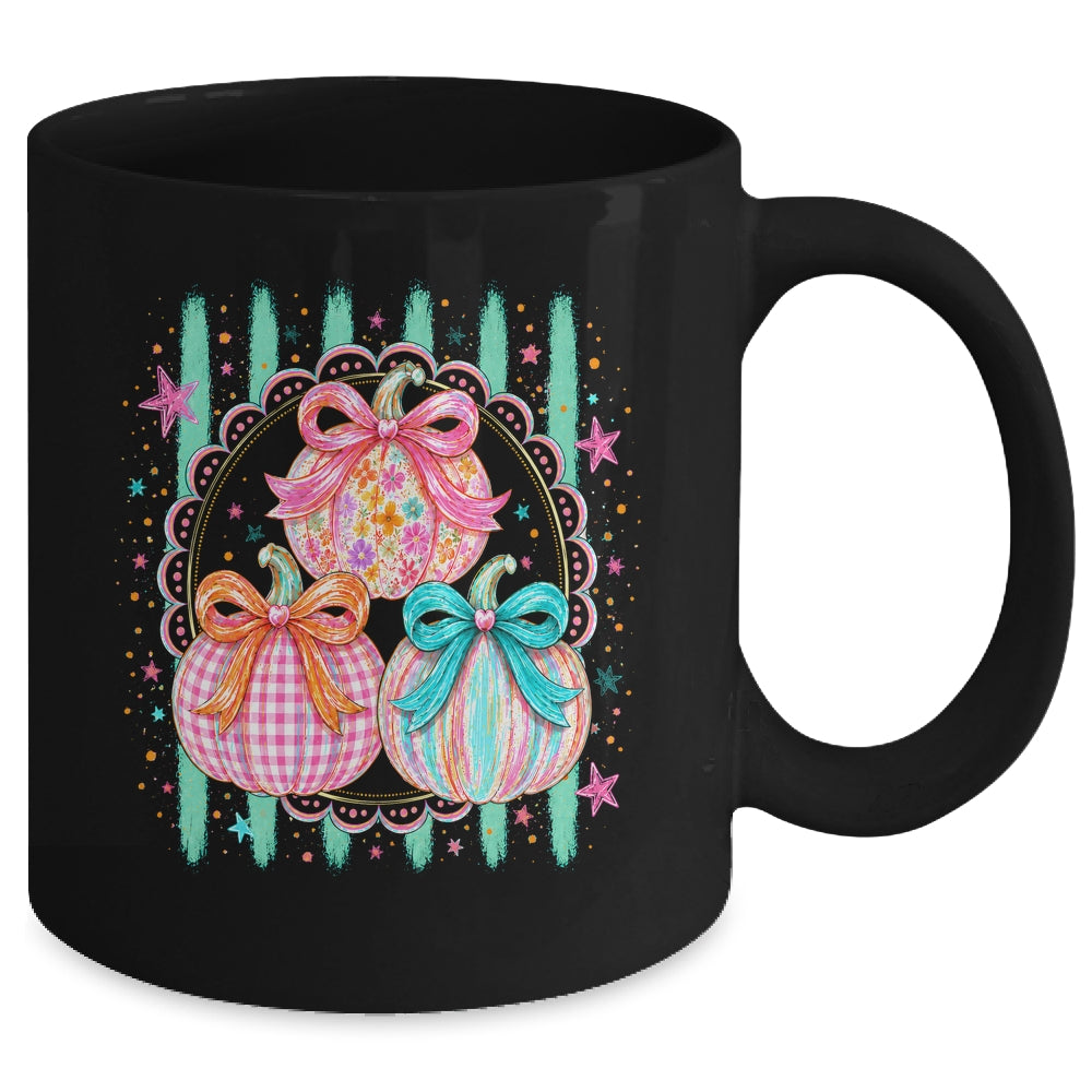 Stripes Fall Bow Pumpkin Floral Fall Coquette Autumn Women Mug | teecentury