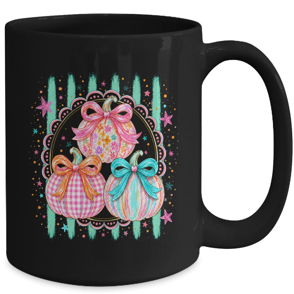 Stripes Fall Bow Pumpkin Floral Fall Coquette Autumn Women Mug | teecentury