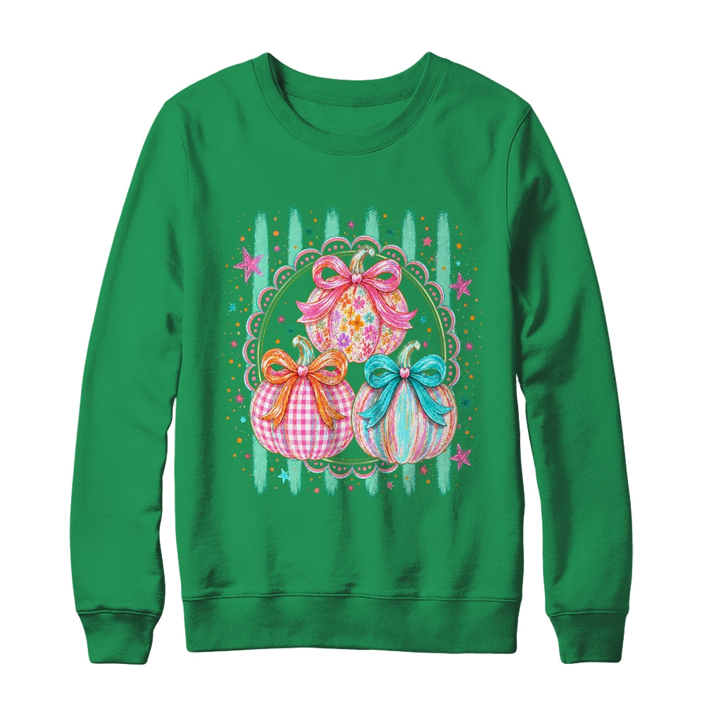 Stripes Fall Bow Pumpkin Floral Fall Coquette Autumn Women Shirt & Sweatshirt | teecentury