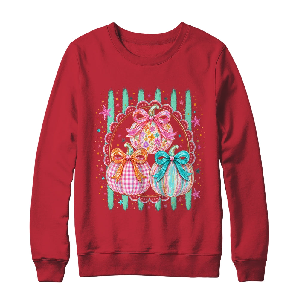Stripes Fall Bow Pumpkin Floral Fall Coquette Autumn Women Shirt & Sweatshirt | teecentury