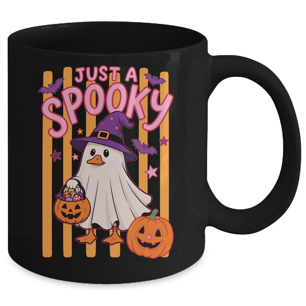 Stripes Just A Spooky Goose Preppy Ghost Halloween Goose Mug | teecentury